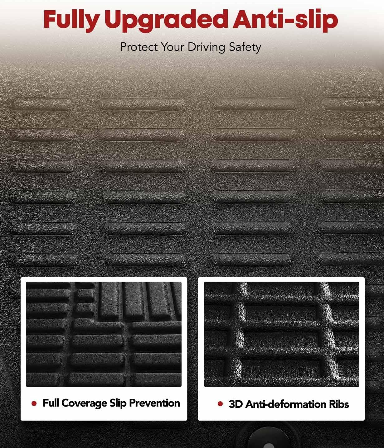 YHTAUTO Automotive All Weather Floor Mats Compatible with Lexus ES350 2013-2018, Car Mats Custom Fit TPE Floor Liners Front & Back Seat, Black, Set of 3