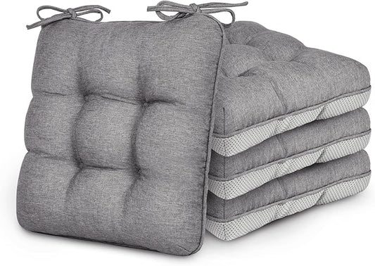 Love's cabin Memory Foam Chair Cushions Set of 4, 19"x19"x3.5" Indoor & Outdoor Seat Pads for Dining, Kitchen, Office, Patio Chairs - Grey