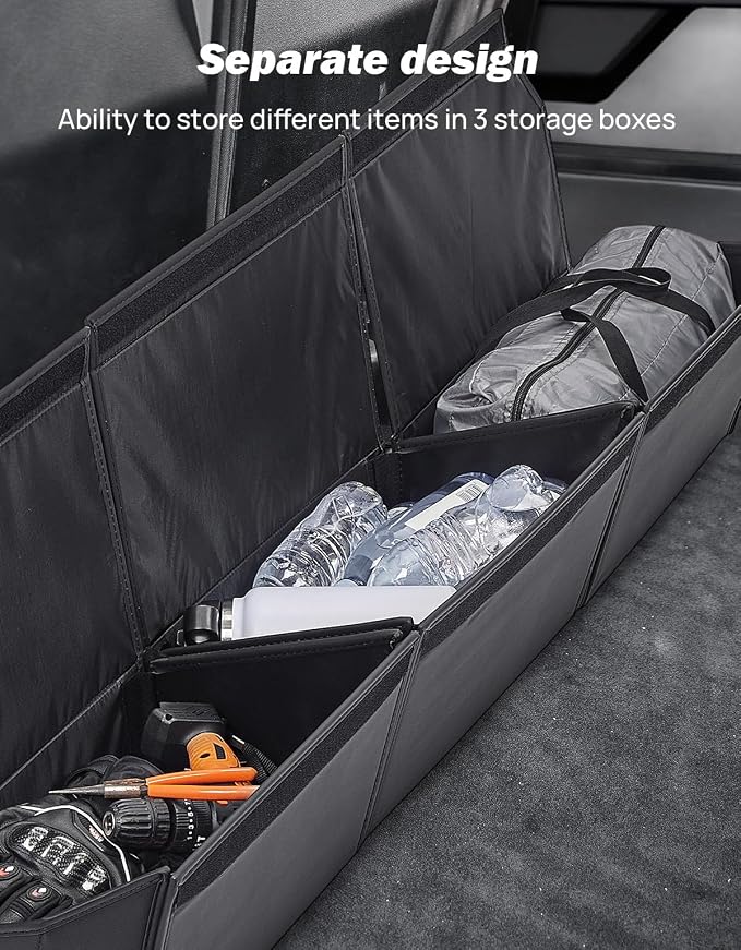 JOYTUTUS Rear Under Seat Storage Box Compatible with Cybertruck 2024, Foldable Second Row Underseat Organizer, Hidden Tray Cybertruck Interior Accessories