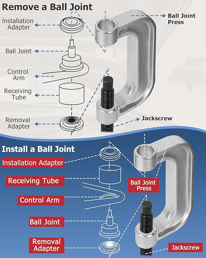 DAYUAN 9 Pcs Axle Nut Hub Impact 1/2" Drive Socket Bundle with Ball Joint Press & U Joint Removal Tool Kit Bundle with 5pcs Professional Front End Service Tool Kit
