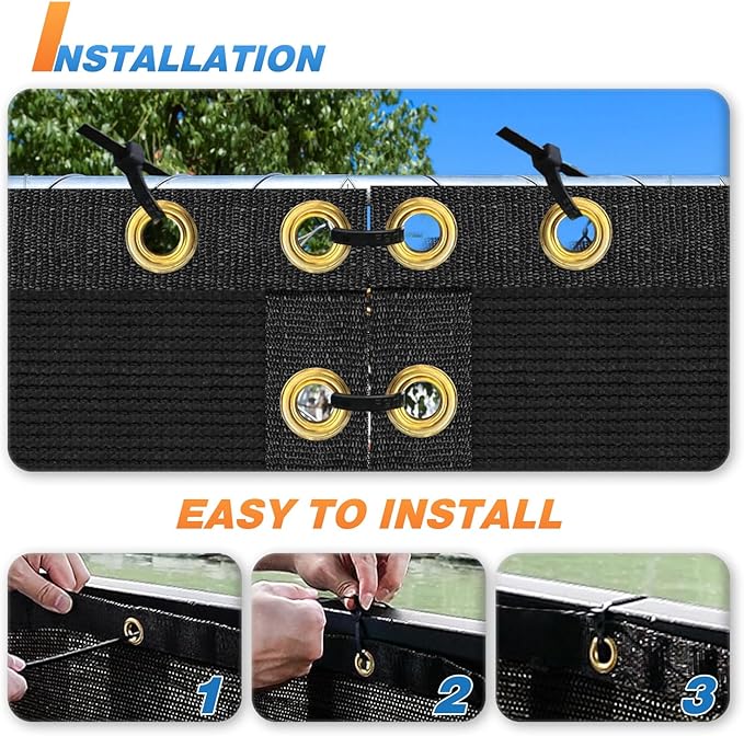TANG 6' x 50' Privacy Fence Screen Black Shade Cloth with Grommets, Chain Link Fence Panels Outdoor Mesh Fabric Fencing, Balcony Windscreen Cover,Temporary Garden Fencing for Yard Deck Pool