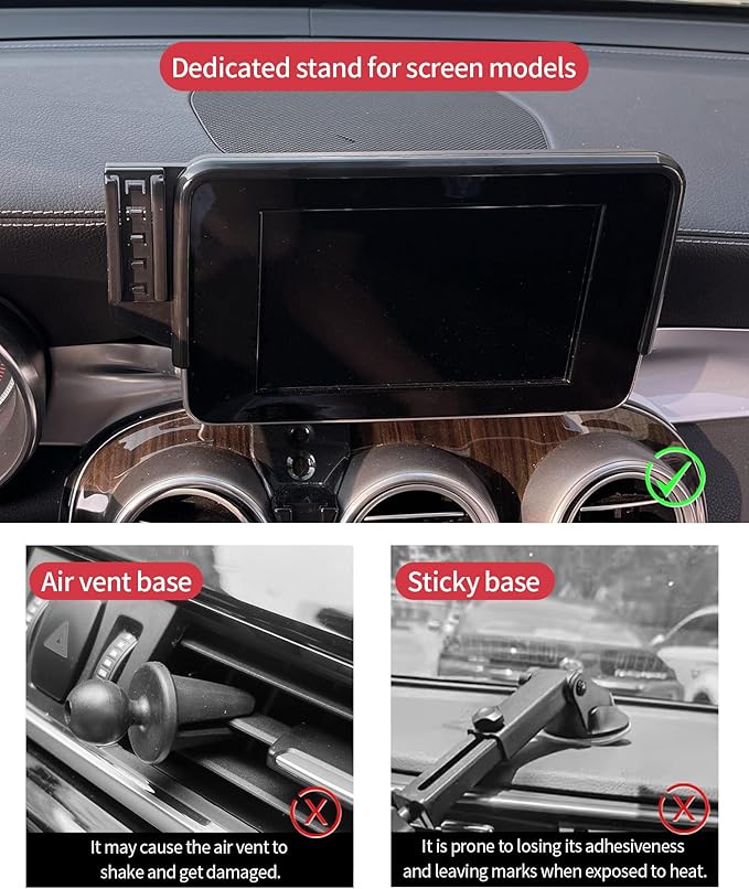 Wireless Charging Car Phone Holder for Mercedes Benz GLC-Class 2016-2019 / C-Class 2015-2018, 7" Screen Fixed Clip, 360° Rotation Car Phone Mount Compatible with MagSafe