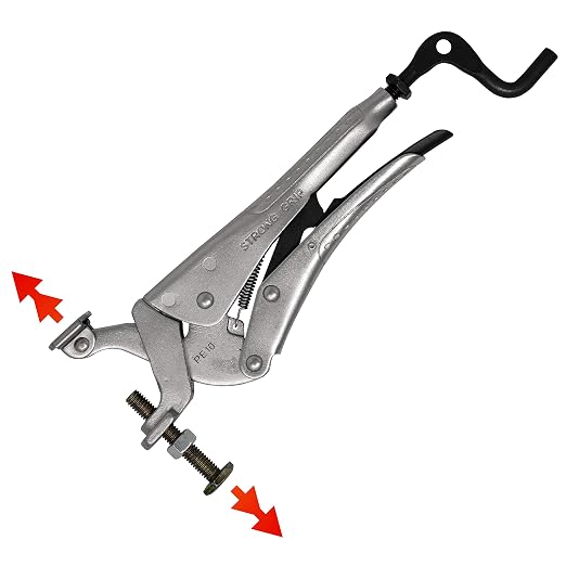 Expand-O Pliers, 10", Reverse-Action Clamping Pliers, Clamping Pressure: 900 LBS (410 kg) & STRONG - PG114V Strong hand Tools PG114V Pipe Pliers with Large V-Pads, 11-Inch