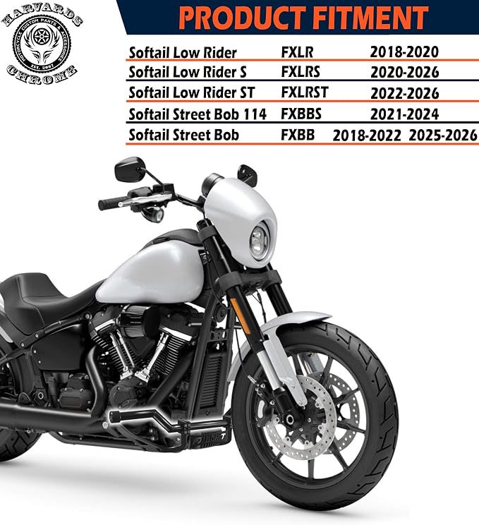 Adjustable Ergonomics 360° Rotating Engine Guard 1-1/4" Heavy Duty Crash Bar for Harley Softail Low Rider/Street Bob/Low Rider S/Low Rider ST 2018-2026 (Engine Guard)