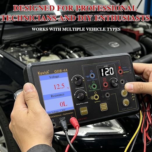 Automotive Ignition Coil Tester, Actuator Testers with Large LCD, All-in-One Spark Plug Tester, Coil Pack & Solenoid Testers, Injector & PWM Signal Generator, Stepper Motor Diagnostic Upgraded QDB3A