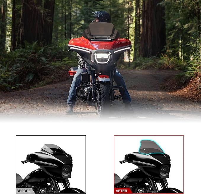 10" Windshield Kits for Harley Street Glide 24-later, Dark Tinted Wind Shield Windscreen Air Deflector for Harley Davidson Street Glide CVO FLHXSE 2023-2026 Accessory