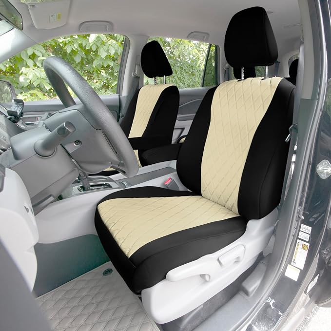 FH Group Custom Fit Car Seat Covers Specifically Made for 2016–2022 Honda Pilot, Front Set Beige Ultraflex Neoprene, Waterproof Car Seat Cover, Honda Accessories
