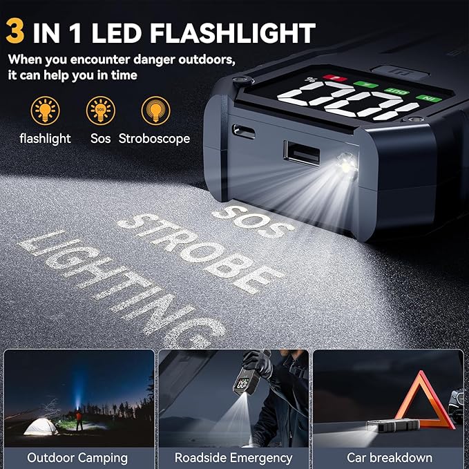 Jump Starter, 7000A 26800mAh Jump Starter Battery Pack, Car Jump Starter Battery Pack for up to All Gas and 10.0L Diesel Engines with LED Display, LED Light, Power Bank with Type C Port