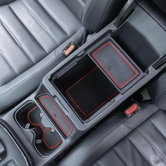 PIMCAR Compatible with 2023 2024 2025 2026 Honda CRV 3PCS Center Console Organizer and CR-V Cup Holder Mat, Door Slot Pad, Coaster Trim, Non-Slip Dust Interior, Custom Rubber Decoration Insert