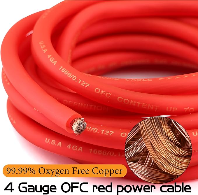 4 Gauge OFC AMP Wire Kit 2000 Watt Car Subwoofer Wiring Install kit for Amplifier Power,Radio and Speakers
