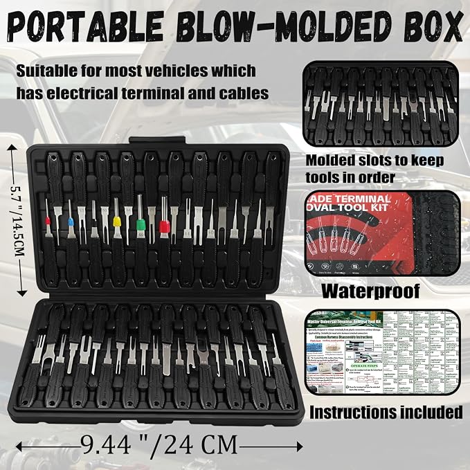 Depinning Tools Kit - 41Pcs Pin Removal Tools with Blow-Molded Case | 41Pcs Terminal Removal Tools Terminal Pin Removal Kit for Automotive Motorcycle Electrical Wire Harness & Connectors