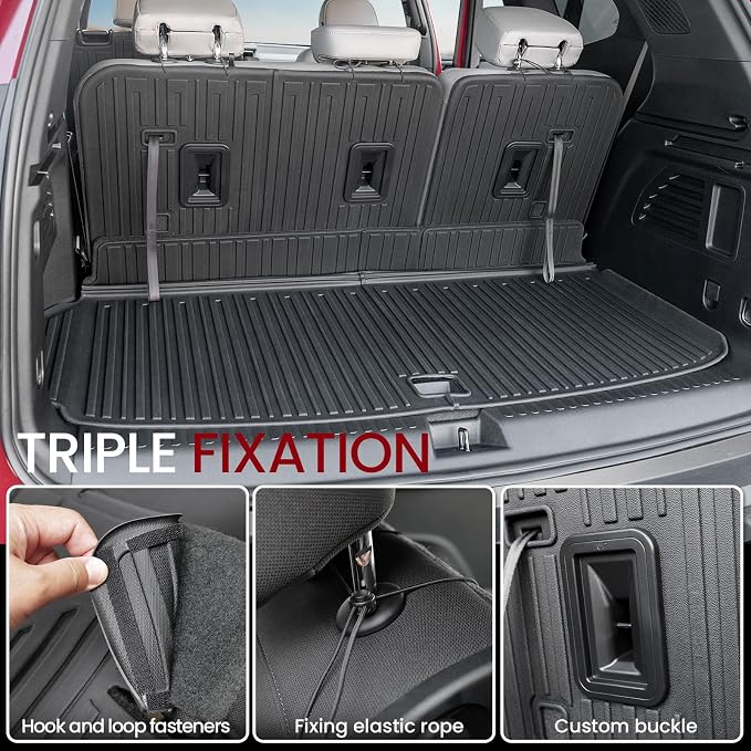 Cargo Mat Backrest Mats for 2024 2025 2026 GMC Acadia 7 Seats Car Accessories, All-Weather TPE Protector Cargo Liner Trunk Mat Seat Back Coversw