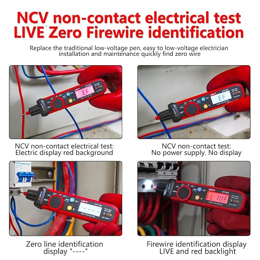 UNI-T Mini Pen Multimeter, AC DC 600V Pen-Type Meter True RMS Small Multimeter Professional Non-Contact Voltage Resistance Capacitance Tester 6000 Counts, UT118C
