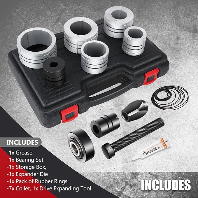 ‎DNA Motoring TOOLS-00202 1-5/8 to 4-1/4 Inches Exhaust Pipe Expander Stretcher Tool Set with Rubber Rings for Automotive Car Tail Pipe Tube Repair