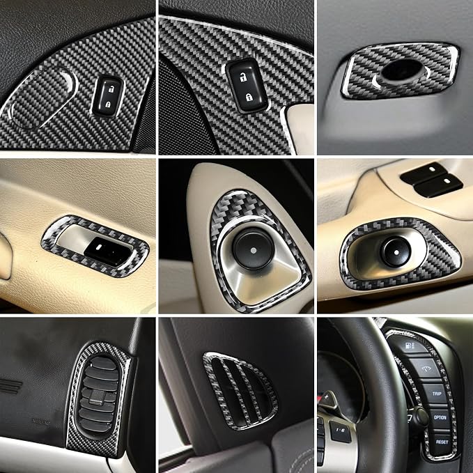 21PCS Real Carbon Fiber Interior Trim Kit Compatible with Corvette C6 2005-2013, Interior Decor Sticker Accessories