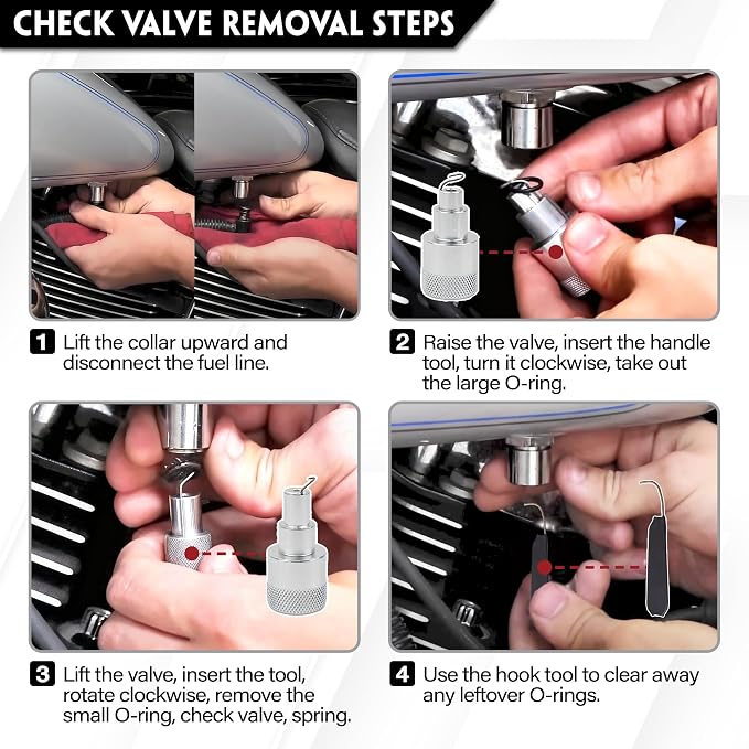 Check Valve Repair Tools kit MC400 MC300 Compatible With Harley Davidson EFI Fuel System 2001-2025 Fuel Line Disconnect & Rebuild Tool Replaces MC-400 MC-300