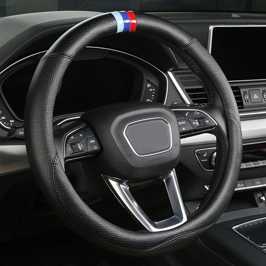 Customized Auto Car Steering Wheel Cover for BMW X1 X2 X3 X4 X5 X6 X7 i3 i4 i5 i8 535i 740Li 335i M3 M4 M5 Z1 Z3 Z4 Z5 (Black)