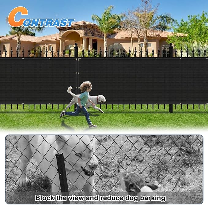 TANG 6' x 50' Privacy Fence Screen Black Shade Cloth with Grommets, Chain Link Fence Panels Outdoor Mesh Fabric Fencing, Balcony Windscreen Cover,Temporary Garden Fencing for Yard Deck Pool