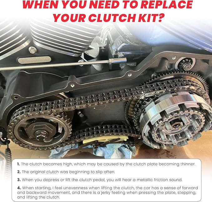 M8 Friction Steel Plate Clutch Kit - For Harley Touring Softail Milwaukee-Eight Engine Models, 10x Friction, 9x Plate Steel Plate, 3x Springs