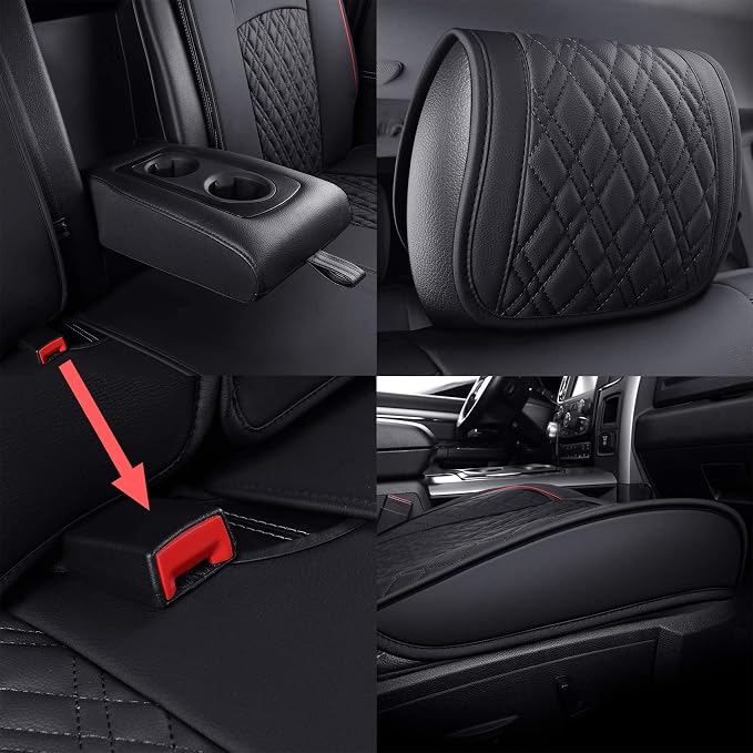 YIERTAI Car Seat Covers for Dodge Ram Fit 2009-2026 1500 2010-2026 2500 3500 Classic Bighorn Longhorn Laramie Tradesman Truck Red Full Set