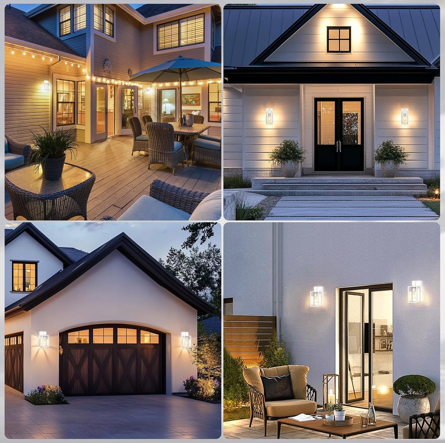 PARTPHONER Dusk to Dawn Outdoor Light Fixtures, 2-Pack Sensor Porch Lights, Waterproof Exterior Wall Sconce Lighting Lamp, Waterproof Wall Lantern for House, Doorway, Garage (White)