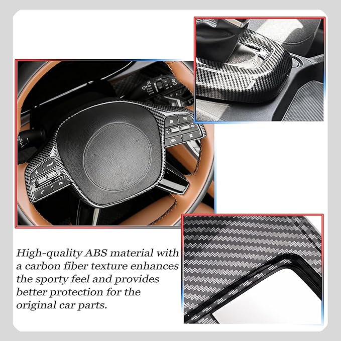 Steering Wheel Button Cover, for Kia Telluride 2020 2021 2022 2023 2024 2025 2026,Steering Wheel Button Panel Protection Frame Molding Trim - Carbon Fiber(Style A)