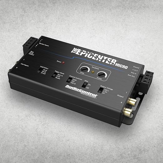AudioControl The EPICENTER Micro Bass Restoration Processor & Line Output Converter, Compact Car Audio Bass Booster Enhancer, Line Level & Speaker Level Inputs, Includes Dash Mount Remote Control Knob