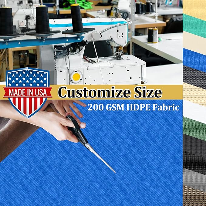 Shade&Beyond Customized Size 7' X 11' Shade Cloth with Grommets, 90% UV Protection UV Protection Mesh Tarp Sun Screens for Patio GN04, Blue