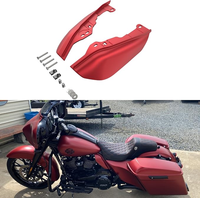 Advanblack 2024 RG Mid Frame Air Deflectors Compatible for Harley Touring Street Glide, Road King, Electra Glide, 2009-2025(Wicked Red Denim)