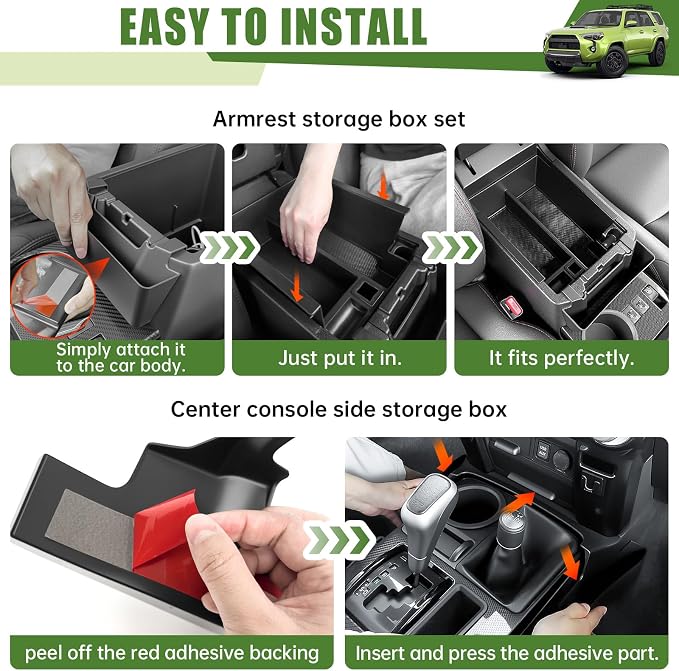 3PCS Center Console Organizer for 2010-2024 Toyota 4Runner Gear Shift Side Tray Hanging and Insert Armrest Storage Boxs for 4 Runner Accessories(3PCS Center Console Organizer/Fit 10-24)