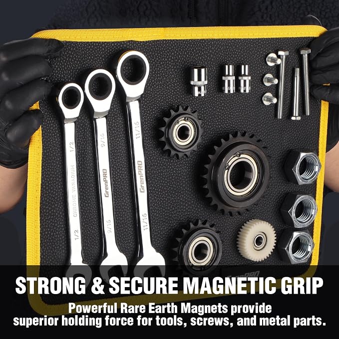 GRENPRO Magnetic Tool Mat 2-Pack, Non-Slip Magnetic Tool Organizer & Telescoping, Heavy-Duty Tool Pad for Mechanics, Garage, Workshop & Auto Repair