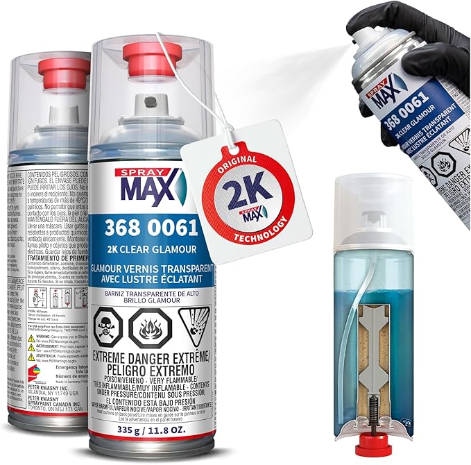 SprayMax 2K Glamour High Gloss Clear Coat | 2K Automotive Clear Coat Spray Paint | High Gloss Finishing Spray | UV-Resistant, Scratch & Gasoline Resistant | Professional Grade 11.8 oz