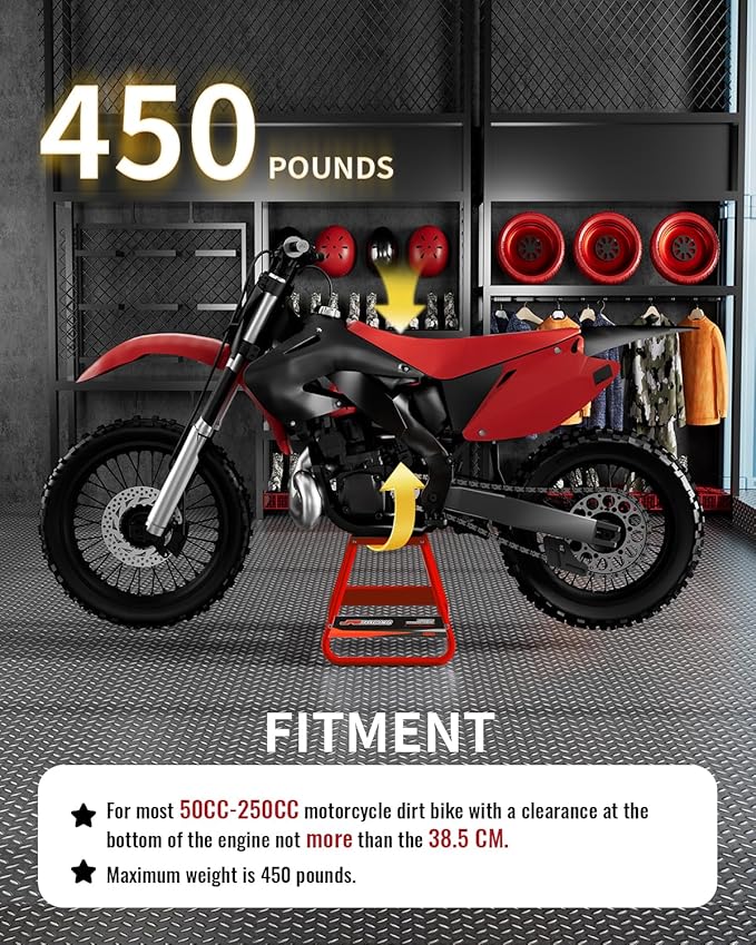 JFG RACING Dirt Bike Stand,Detachable Anti Slip Off Road Steel MX Heavy Duty Dirtbike Maintenance Motorcycle Stand-Red