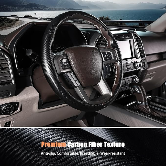 Steering Wheel Cover for Ford F150 2015-2020/F250 2017-2021/F350 2017-2021/F450 2017-2021/F550 2017-2021/Ford Expedition 2018-2021 Custom-fit Car Steering Wheel Cover for Ford Steering Wheel Protector