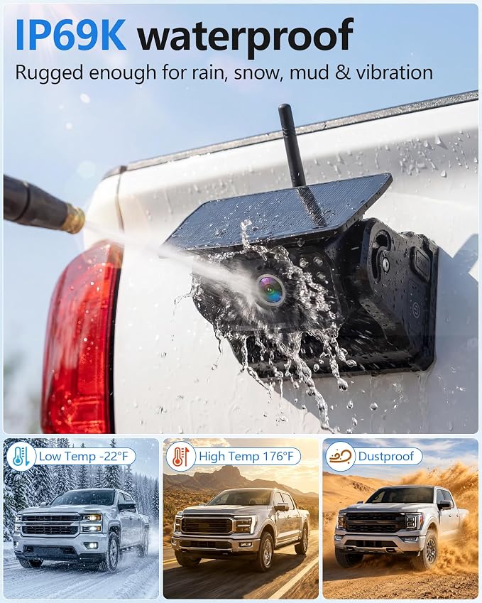 Magnetic Wireless Backup Camera 5.8G Wi-Fi: 1080P HD Night Vision Hitch Camera for Trailer Hook-up & Hitching - No Wiring Solar USB 24H Battery Ideal for Trucks Trailers RVs