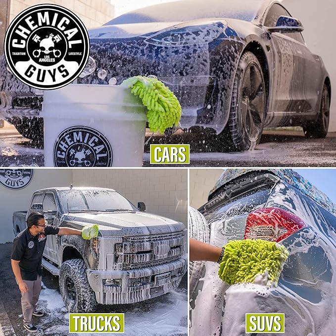 Chemical Guys CWS_101_16W Car Wash Starter Bundle - Maxi-Suds II Foaming Car Wash Soap, 16 oz, Cherry Scent + Green Chenille Wash Mitt (2 Items) Works on Cars, Trucks, SUVs, RVs & More