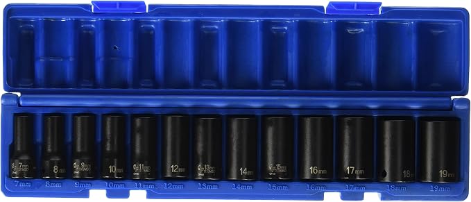 Grey Pneumatic (1203MSD) 3/8" Drive 13-Piece 12-Point Semi-Deep Metric Socket Set