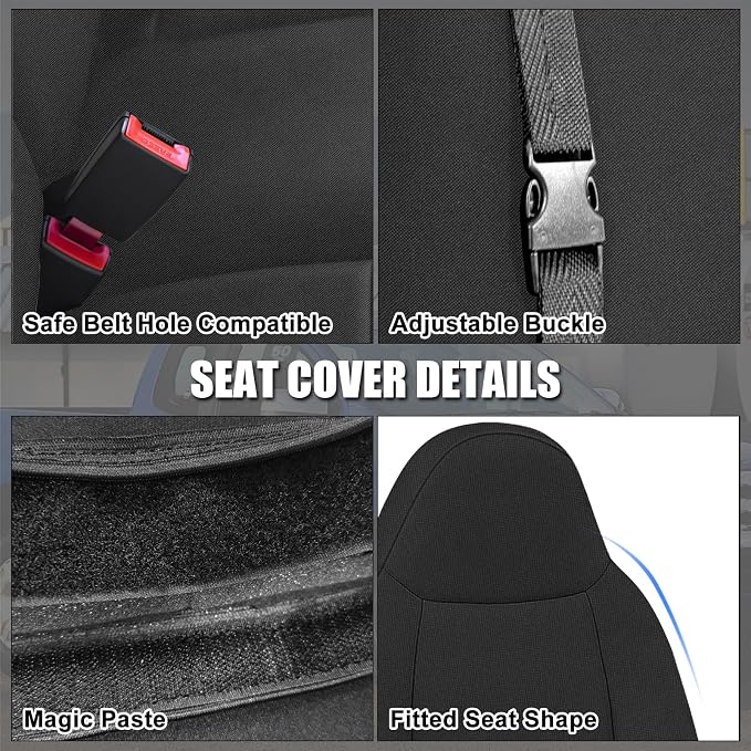 SAPUBK Custom-Fit Seat Covers Replace for 1999-2007 Ford F250- F550 40/20/40 Split Without Shoulder on Backrest Seat, Premium Neoprene Composite Soft Foam Lining Airmesh Breathable Seat Cover