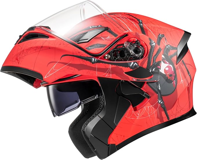 KYPARA Motorcycle Dual Visor Flip up Modular Full Face Helmet with DOT Certification of Impressionism