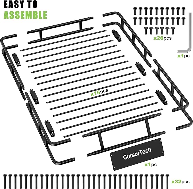 Roof Rack Basket 64" x 39" Heavy Duty Rooftop Cargo Basket 300 lbs Capacity Steel Roof Rack Cargo Baskets Luggage Holder Rack for SUV Truck Car Travel Camping Storage