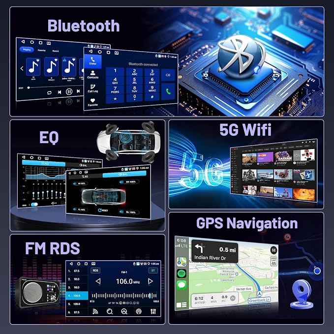 Hikity 4+64G Car Radio Stereo for Subaru Forester Impreza WRX 2008-2012 Radio with 9 Inch Touch Screen, Carplay/Android Auto GPS Navigation/Mirror Link/Hi-Fi/Bluetooth+AHD Backup Camera