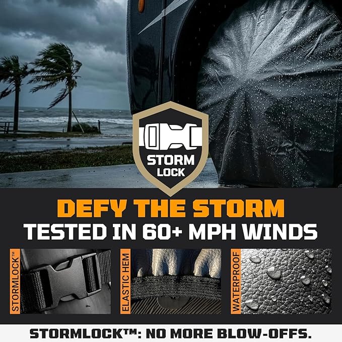 TIRESHIELD PRO Trailer Tire Covers (Set of 2) - Heavy Duty All-Weather UV-Resistant Protective Wheel Covers w/StormLock-System - Year-Round Protection for Your Trailer Tires w/ 26-28.75" Diameter