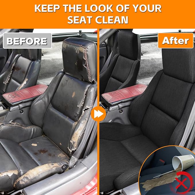 Front Seat Covers Compatible with 1984-1993 Chevy Corvette C4 Sport, Heavy Duty Cationic Linen Fabric Seat Protector