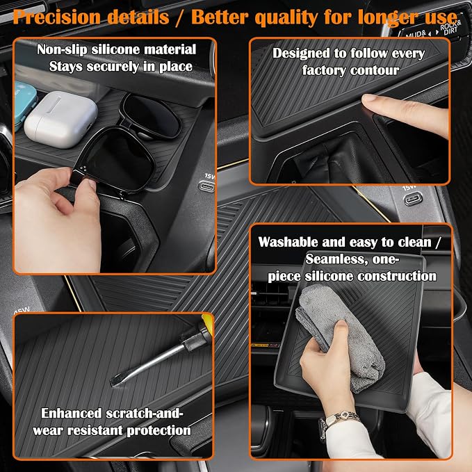2026 RAV 4 Center Console Organizer Tray Compatible with Toyota 2026 RAV 4 XSE GR Sport Hybrid Limited XLE Woodland 2026 RAV 4 Interior Accessories, High-Grade Silicone Material