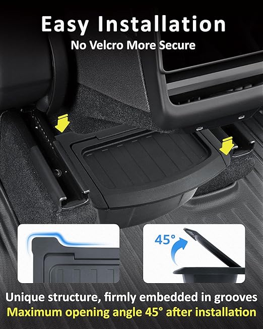 for New Tesla Model Y Juniper Accessories 2025 2026 Rear Trash Can with Hinged Lid, Rear Center Console Garbage Bin, Backseat Storage Box Organizer