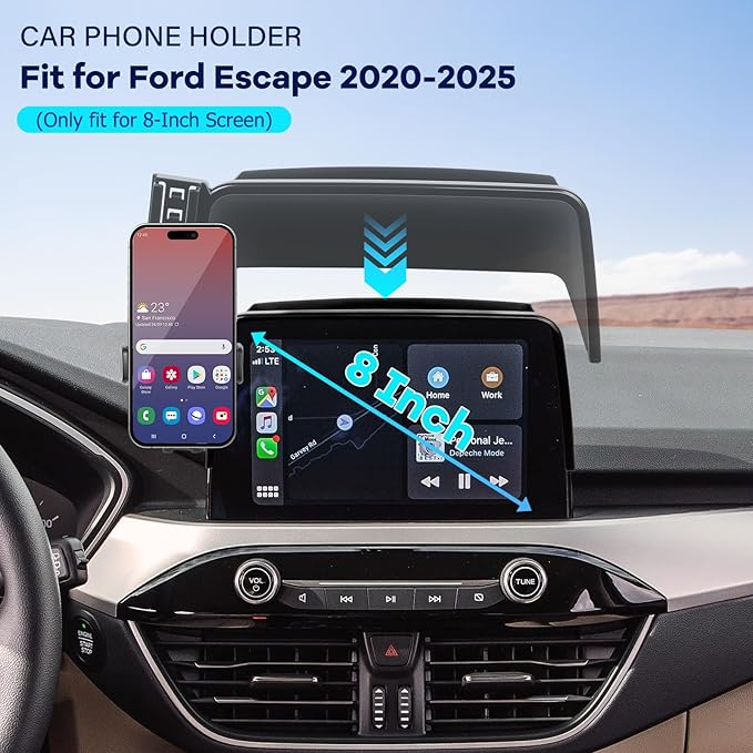 Car Phone Holder for 2020-2025 Ford Escape Accessories-Cell Phone Mount for Escape 8 inch Touch Screen Cradles Hands-Free 360° Rotation