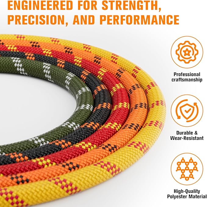 Double Braided Arborist Rigging Rope - 1/2 in X 150 ft 48 Strands Rappelling Outdoor Pulling Heavy Duty Polyester Bull Rope for Swing Tree Work Camping Rescue Hiking - Red