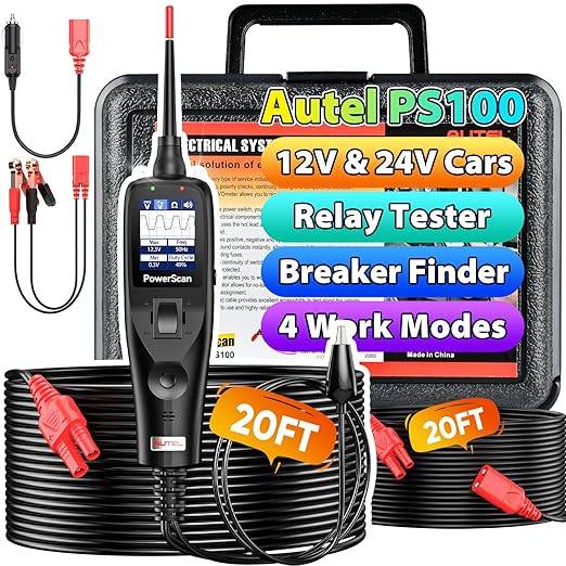Autel PowerScan PS100 Power Circuit Probe Kit, 2026 Advanced Electrical Wire Tracer Circuit Relay Tester, Breaker Short Finder Tool, Activate Component Check Ground, Read AC DC Resistance, 40ft Cable