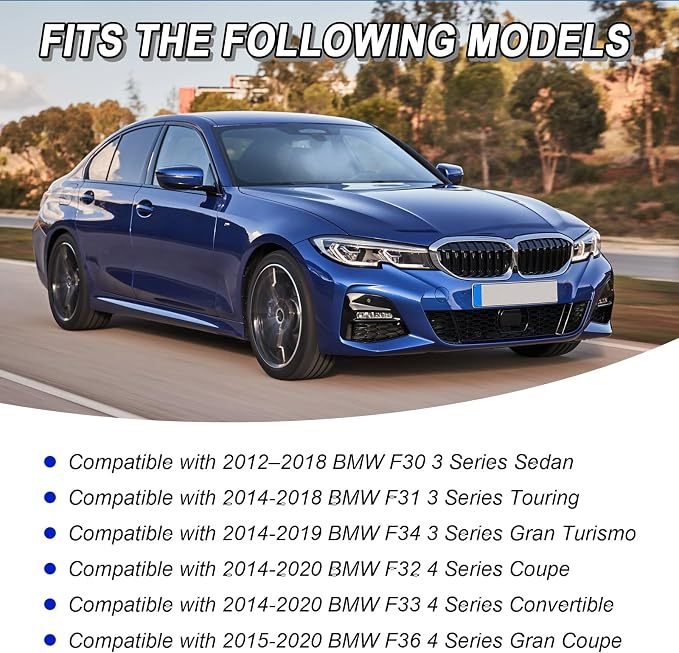 13PCS Real Carbon Fiber Interior Trim Kit Compatible with BMW 3 Series F30 F31 F34 2012–2019, 4 Series F32 F33 F36 2014–2020, Interior Decor Sticker Accessories