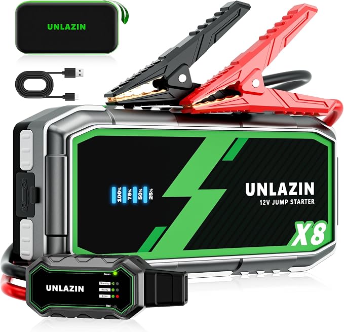 X8 10000A Portable Jump Starter with Force Start, All Gas & Diesel Engines | 12V Car Starter Jump Box & Battery Starter Booster, QC 3.0 Quick Charge, LED Light, Passenger Car, RV, ATV, Motorcycle